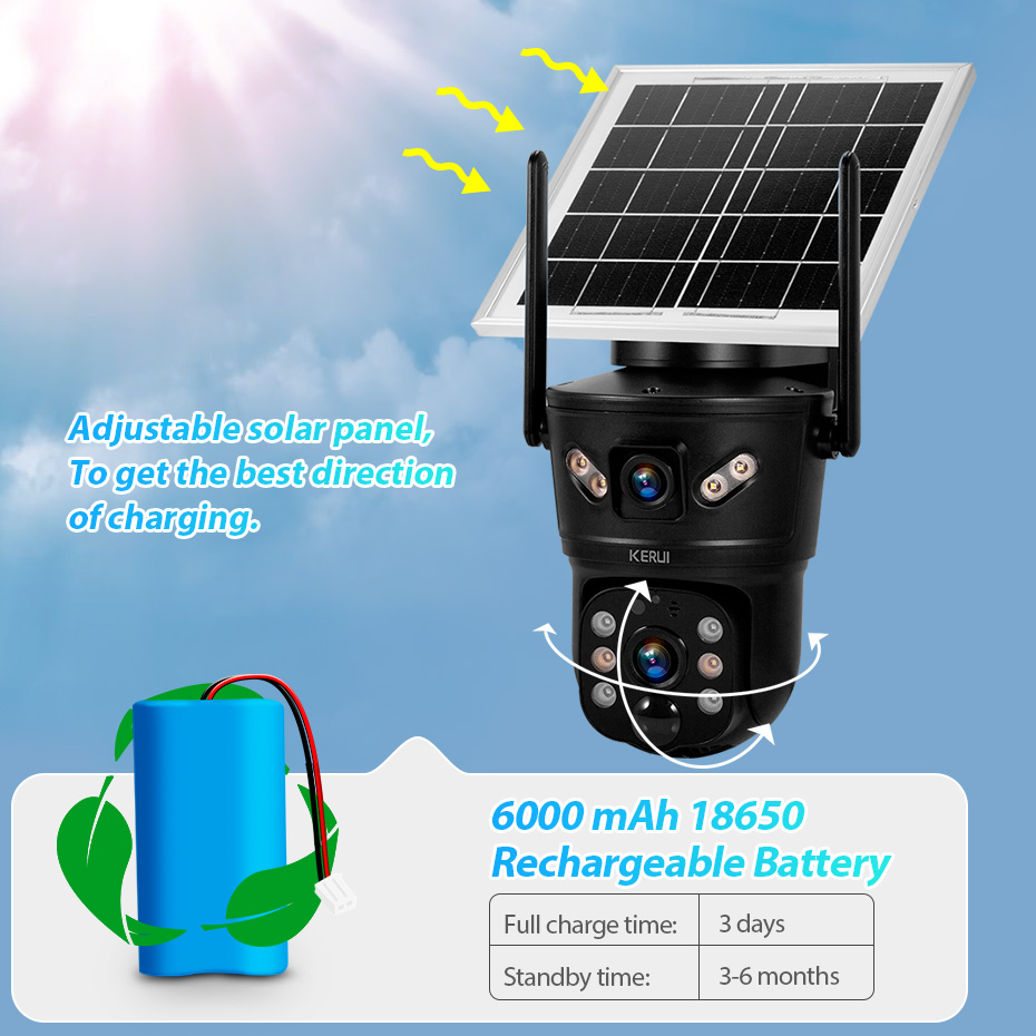 Home Security Video Cameras - Câmera Solar KERUI 6MP 4G SIM