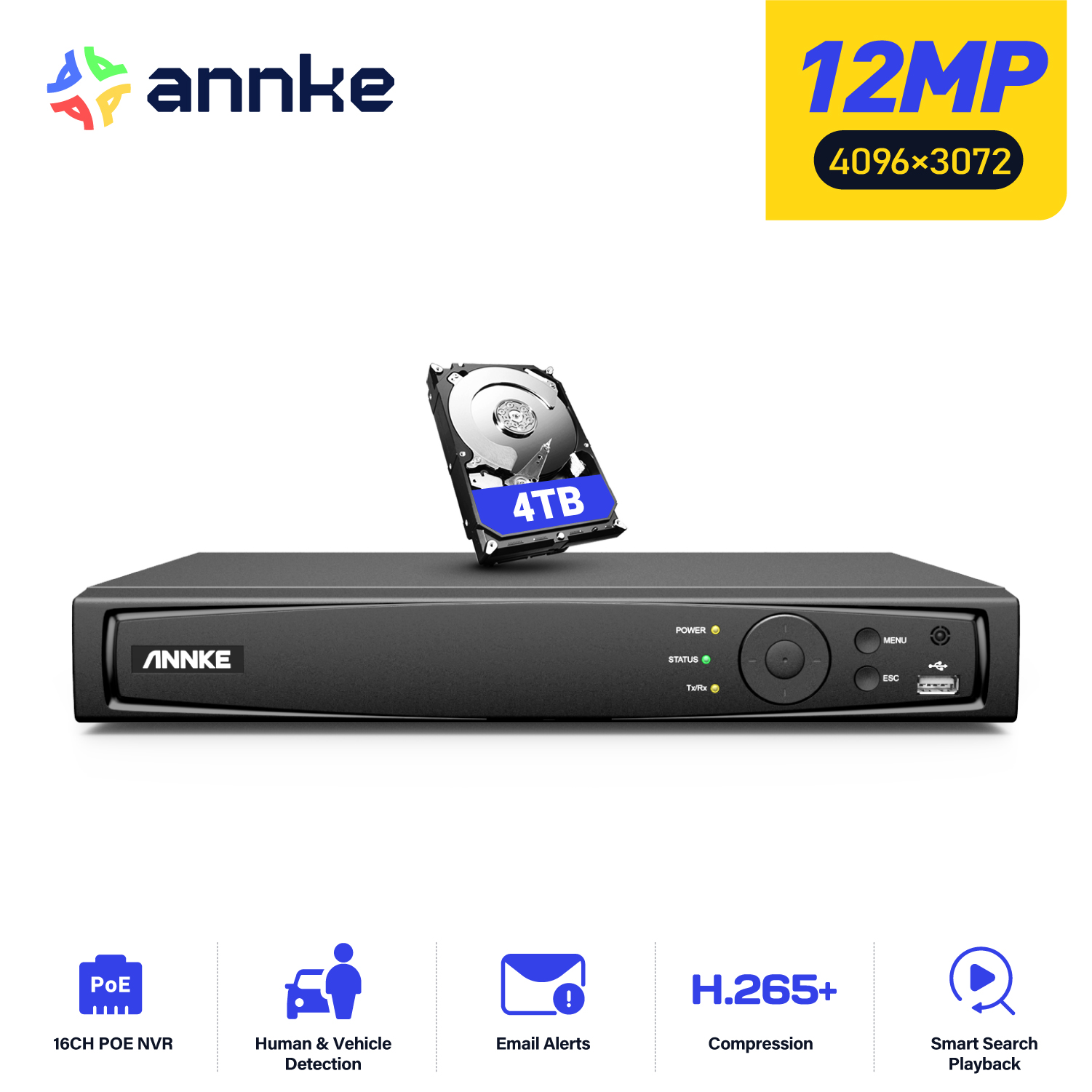 Home Security With Cameras - Annke 12mp poe nvr gravador de