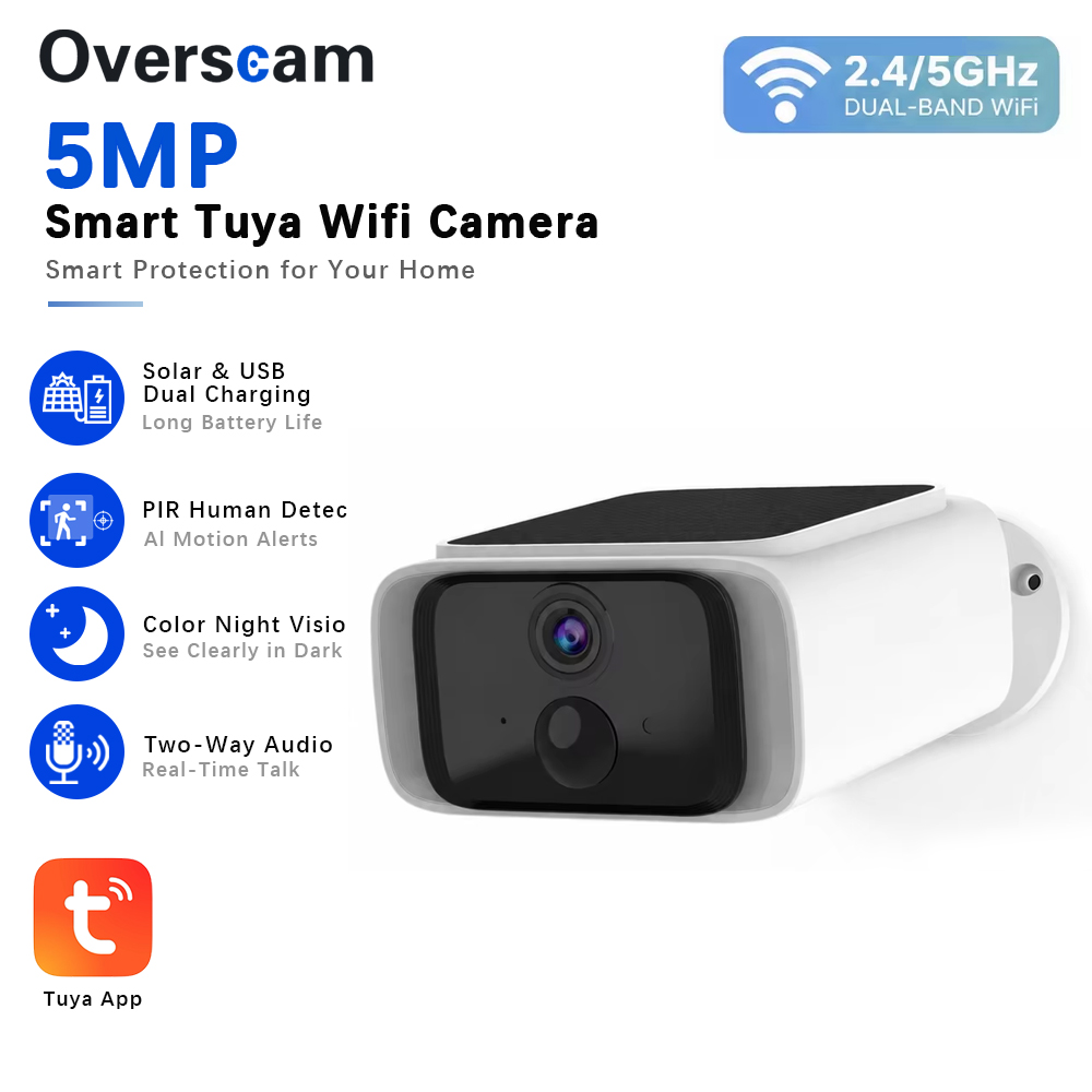 Home Security La - Câmera de Segurança Solar Tuya 5MP