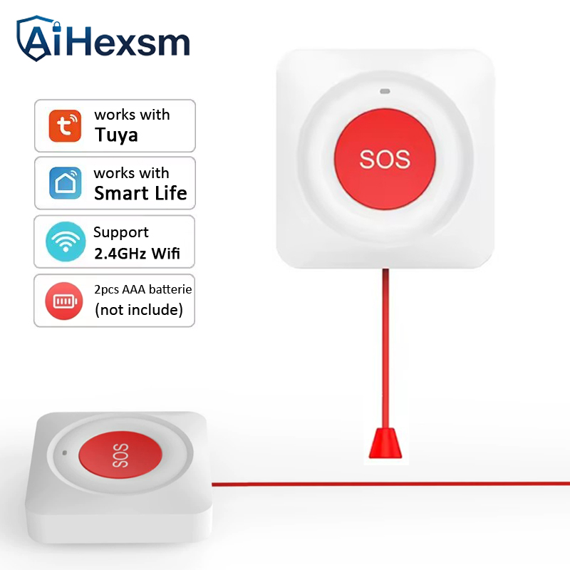 Botão SOS WiFi Tuya com corda  - Home Security Key avaliação e preço