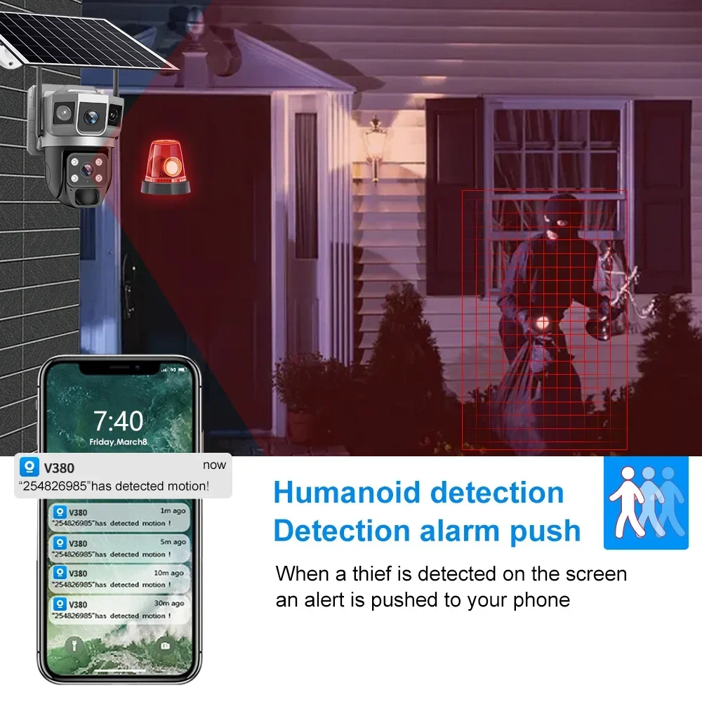 Câmera V380 4K com 3 Telas, 4G - Home Security La avaliação e preço