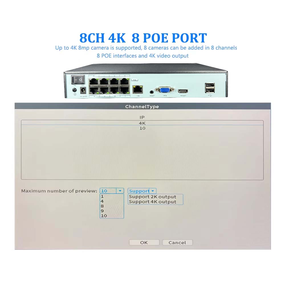 NVR 4K 10CH 4/8 Portas POE par - Home Security With Cameras avaliação e preço