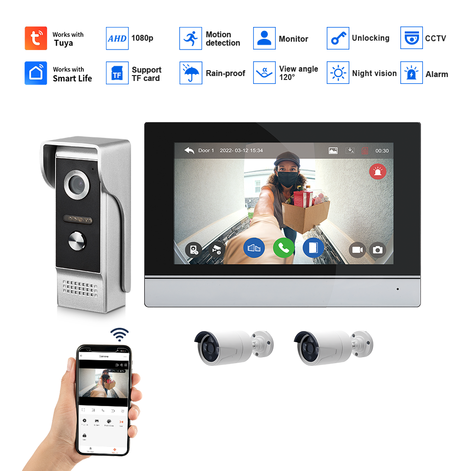 7 Polegada tela ips 2mp tuya c - Home Security La avaliação e preço